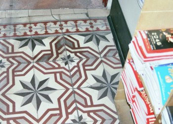 Old cement floor in stationery shop in Paris - Granada Tile Company